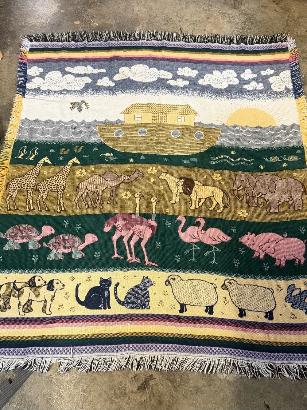 Vintage Noah ark throw